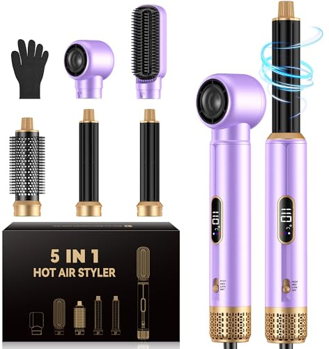 UMIGA All-in-One Hot Air Styler, Hair Air Styler 5 in 1 Set, Multi-Styler | Airbrush - Blow Dryer Brush Set with Curler, Straighten, Wavy, Smooth, Magic Styler for Travel and Home Hair Styling