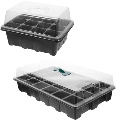 Kisangel Set 2 Pezzi Vassoi per Germinazione Piante Vassoi Multiforo 12 e 24 Scomparti in Plastica Resistente Accessori da Giardino per Semina e Coltivazione di Ortaggi e Piante Verdi