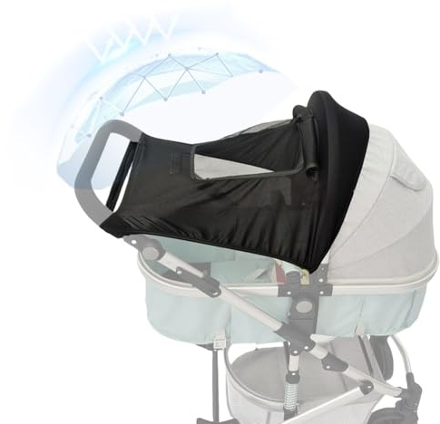 Furforstk sonnensegel kinderwagen uv schutz 50+, sonnenschutz kinderwagen mit Sichtfenster sonnensegel buggy, guter Sonnenschutz, gleichzeitig aber luftdurchlässig von den Seiten, Schwarz
