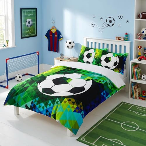 Adam Home 3D Digital Printed Football Duvet Cover Set With Pillowcases Home Bedroom Décor Microfiber Double Bedding Set Made in UK |Abstract Design Football