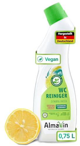 AlmaWin® WC Reiniger [750ml] mit frischem Zitronenduft - WC Reiniger Extra Stark gegen Kalk & Urinstein - Natürlicher Toilettenreiniger für hygienische Sauberkeit - Toilet Cleaner - VEGAN