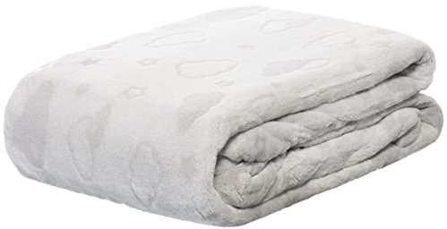 Brandsseller Kuscheldecke Flanell 150x200 cm Lasercut Design Wohndecke Motiv Hellgrau/Wolken/Sterne