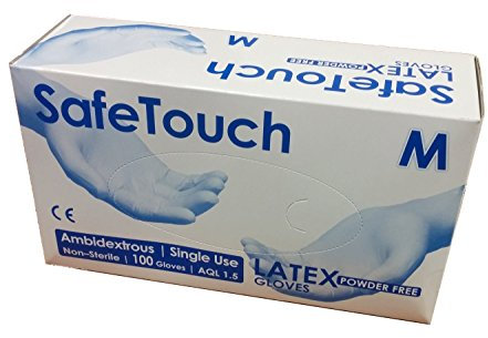SafeTouch 50000052 Powder Free Latex Gloves, Large (Pack of 100)