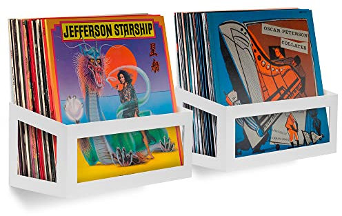 Hudson Hi-Fi Wandhalterung Schallplattenaufbewahrung Display für 25 Albums - White Pearl - 2 Stück