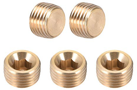 sourcing map 5Stk. Messing Zubehör Sechskantzähler versenkter G1/4 Stecker Rohradapter