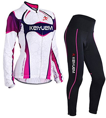 LSHEL Damen UV-Schutz Radbekleidung Set Radhose Trikot Lange Ärmel Sportbekleidung