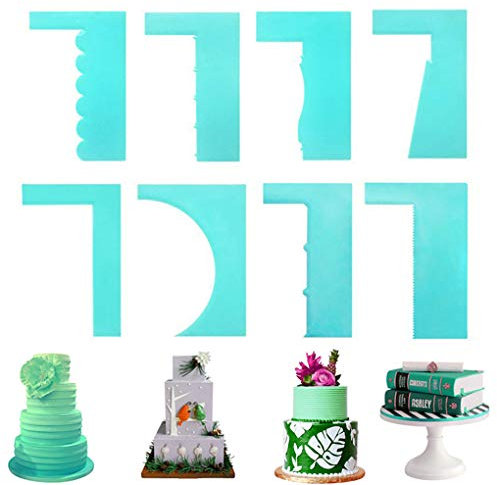 Rolin Roly 8 Pieces Cake Cream Scraper Icing Smoothers Plastic Scrapers Set for Decorating Edge DIY Tools Cake Buttercream Icing Polisher (ABS)