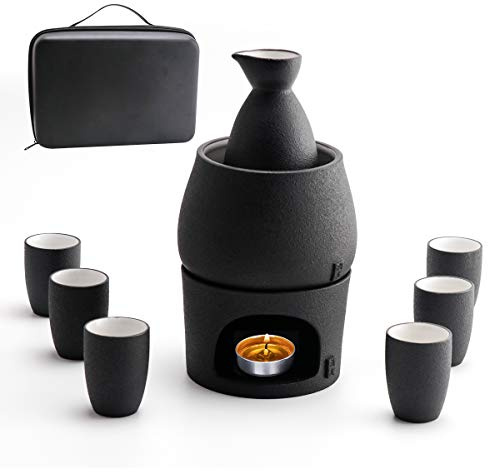 Set sake e tazze con scaldino Conservare confezione regalo sake, bevanda calda Saki tradizionale in porcellana giapponese