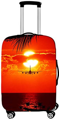 Elastische Kofferhülle Reise Waschbare Kofferschutzhülle Drucken Suiltcase Cover, Luftfahrzeugdruck Kofferschutzbezug, passend für Mittlerer Koffer(L, 26-28 Zoll)