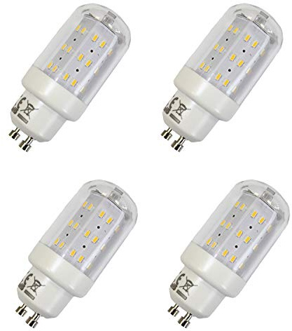 LED Leuchtmittel 4W GU10 3000K Warmweiss 230V 400lm Klar, Zylinder Form, Raumlicht, 270 Grad, Maxiflood, ersetzt 40W Halogen, Corn, Röhre (4ER PACK- Warmweiss)