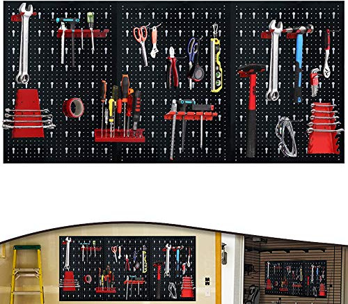 Froadp Panneau Perforé Panneaux avec 17 Crochets, Panneau Porte-Outils, Système de Rangement Mural pour L'atelier de Garage, Set de Supports à Outils avec Panneau Perforé(Type A, 120x60x2cm)