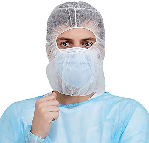 Greenour Case of 1000 Disposable Hood Caps Full Head Covers Hairnet Beard Cover Hooded Caps White