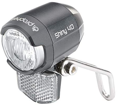 Prophete Fahrrad LED-Scheinwerfer – 50 Lux, für E-Bikes (6-48V), mit beleuchtetem Logo, seitlicher Sichtbarkeit & Nirosta-Halterung – StVZO zugelassen