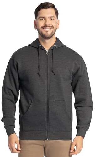 Fruit of the Loom Men's Eversoft Fleece Sweatshirts & Hoodies, Full Zip-Black Heather, 3X-Large