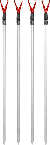 Teleskop-Rutenhalter Rutenständer 75-135 cm 4 Set Aluminium Rutenauflage mit V-Auflage Angelzubehör, Verstellbarer Angelrutenhalter mit Schnurlaufkerbe