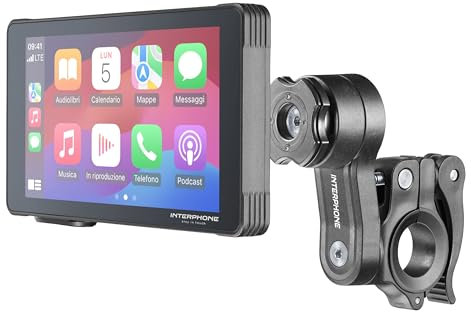 INTERPHONE Ridesync SYNC55 Display Moto Carplay Apple e Android Auto, Schermo moto Wi-Fi e Bluetooth da 5,5 per il mirroring dello smartphone, Compatibile con supporti QUIKLOX e impermeabile IP66