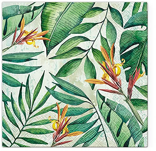 Tete a Tete 3Ply Flowery Tissue Paper Napkins Serviettes 33cm x 33cm - Pack of 20 (Tropical Garden)