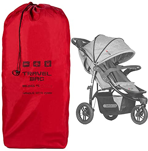 Ferocity Rote Reisetasche für Kinderwagen Größe zu 120x35x35 cm Transporttasche Buggy Tragetasche Faltbar als Rucksack perfekt am Flughafen beim Einchecken Bahnhof Autofahrten [085]