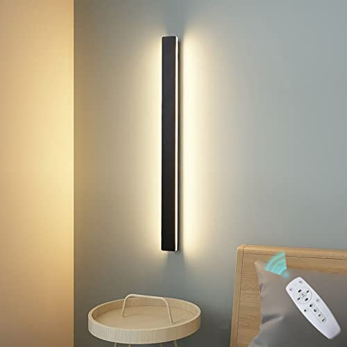Dimmbar AussenLampe Wand Wandleuchte mit Fernbedienung Innen Außen Lichtleiste Schwarz Metall Acryl IP65 Wasserdicht Up Down Wandlampe LED Aussen-Leuchte Bad-Lampe Deko Schlafzimmer Wohnzimmer,30cm