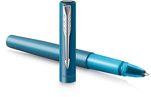 Parker penna roller Vector XL | Laccatura teal metallizzato su ottone | Punta sottile con ricarica di inchiostro nero | Confezione regalo