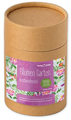 TerraDomi 200g Blumen-Garten hochwachsend I Blühpracht für den Garten I langer Blühzeitraum für großes Nahrungsangebot für Bienen, Schmetterlinge und andere Insekten I nachhaltig und 100% plastikfrei