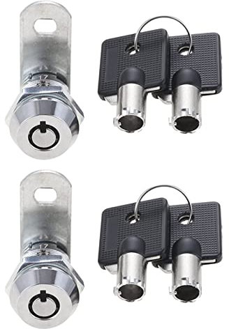 2 Cerraduras de Leva de 17mm con 4 Mismas llaves, DRELD Cerraduras de Seguridad Cilíndricas de Aleación de Zinc para Puerta, Cajón de Seguridad, Buzón de Correo, Armario, Buzón