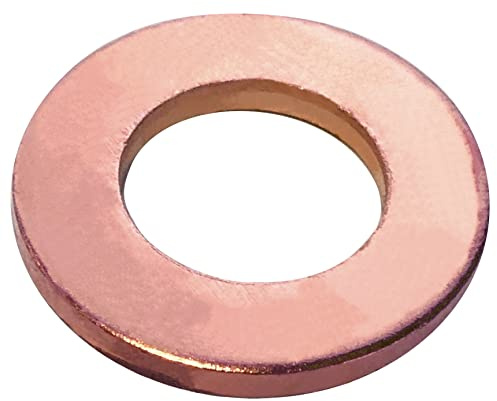 AERZERIX - C57230 - Lot de 10 Rondelles plates en cuivre M5x9.5 mm - épaisseur 1 mm - pour boulon M5 - DIN 125