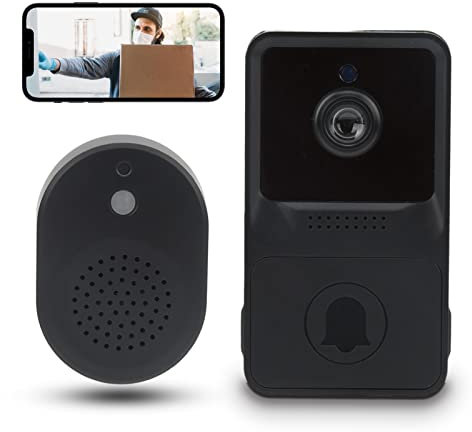 Wireless Doorbell Camera, WiFi Video Doorbell Camera Motion Detection, 2 Way Audio and Built in PIR Sensor for Surveillance Security