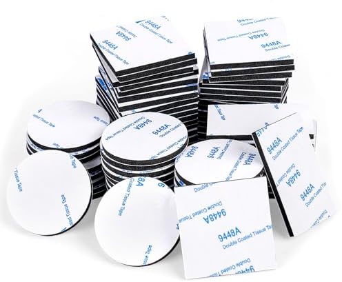 Vicloon Adhesivas de Espuma de Doble Cara, 70 Piezas Espuma Adhesiva de Doble Cara Cinta, Adhesivo Doble Cara Redondo, Cuadrado y Rectangular, Pad Adhesivo Espesor 3mm, para Pisos, Puertas,Foto