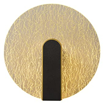 KRIPINC LED Wandleuchte Innen Vintage, Wandlampe Gold, Nachttischlampe Wand, Acryl Wandlampe Rund für Wohnzimmer, Schlafzimmer (Dreifarbiges Licht)