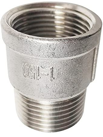 LOZOME Adaptador de casquillo de pezón hembra de 1 pulgada x 1 pulgada, accesorios de tubería de buje de acero inoxidable NPT 304