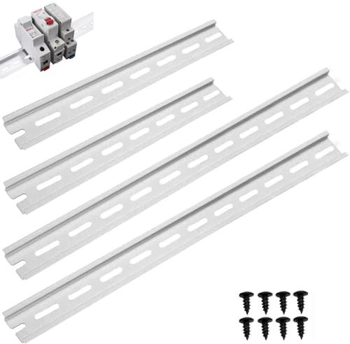 Greluma 4 Pezzi Guida DIN - 2 pezzi 20 cm+2 pezzi 30 cm,guida DIN in alluminio per quadro elettrico,larghezza 35 mm,altezza 7,5 mm,spessore 1,2 mm