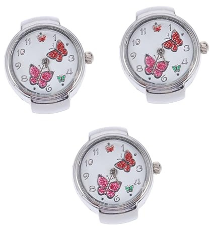 UKCOCO 3 Stücke Einzigartige Uhr Mini Uhr Schmuck Schmetterling Verziert Mode Ring Für Mädchen