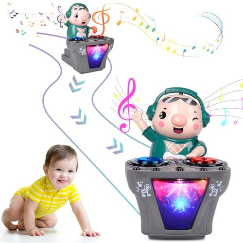 LEEWENYAN DJ Swinging Piggy Toy, DJ Elektrische Musik Tanzendes Schwein Spielzeug,DJ Schwingendes Schweinchen, Früh Lernspielzeug Musikspielzeug, Krabbelnde Spielzeug für Kinder