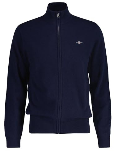 GANT Extrafin lammull dragkedja cardigan, marinblå, 3XL