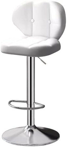 LiChA Barhocker, verstellbare Barhocker mit Thekenhöhe, moderner Drehhocker aus PU-Leder mit Rückenlehne, silberner Metallrahmen, Frühstücksbarstühle für Kitchen Island Home Bistro