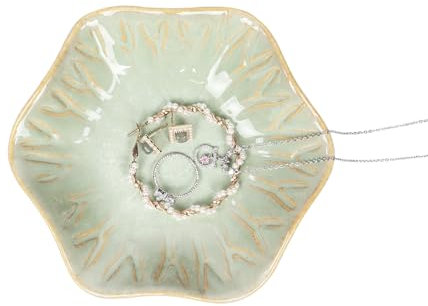 Nwvuop Bol à bijoux en céramique, assiette décorative, petit bol à anneaux, bol en céramique pour clés (vert clair)