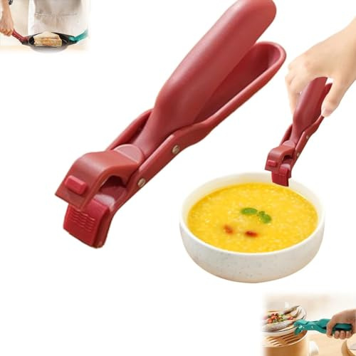 Multi-Purpose Anti-Scald Bowl Holder Clip for Kitchen, Anti-Scalding Hot Plate Tongs Bowl Clips, Silicone Non-Slip Heat Insulation Anti-Scald Clip (red)