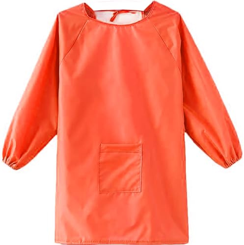 YeeHeen Art Smock Artist Painting Apron Waterproof Long Sleeve Smock with Pocket Orange XXL