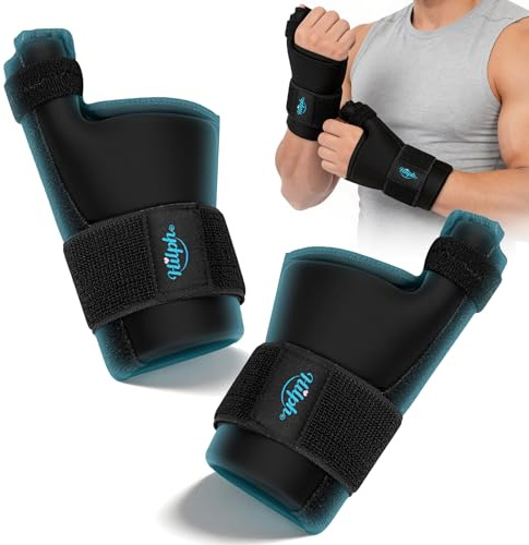 Hilph 1 Paar Daumen Handgelenk Kühlpads Gel-Handschuhe Kühlhandschuhe mit Abnehmbaren Daumen Schiene Unterstützung für Karpaltunnel, Tenosynovitis, Arthritis, Tendonitis, Mama Handgelenk
