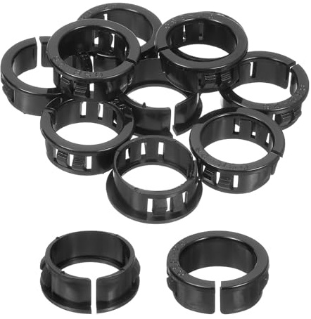 sourcing map Cable Snap Bushing Grommets, 30Pcs 25mm/0.98 Mounting Dia Nylon Snap Bushing Grommet, Round Snap in Cable Hose Bushing for Various Cables Tubes Wire, Black