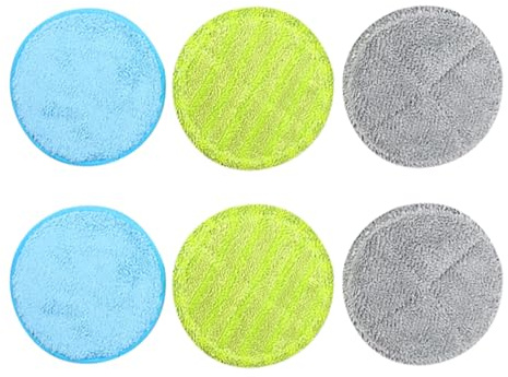 FSSTUD Wiederverwendbare Wischmopp-Pads aus Mikrofaser, kleine schwimmende Wischmopp-Pads, runde elektrische Wischmopp-Köpfe, Nassboden-Mopp-Pads für Zuhause, 6 Stück