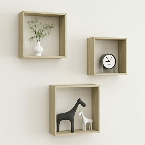 Iiaky Würfelregale 3 STK. Regale FüR WäNde Wand Regale WüRfel Regal Shelves Wall Wandregal WüRfel Sonoma-Eiche