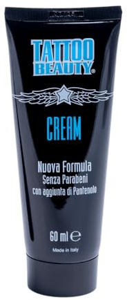 Crema Tatuaggi Tattoo Beauty 60ml, Pasta Trattamento Intensivo, Crema Corpo con Pantenolo per Tattoo Idratante che Protegge, dà Sollievo e Rigenera la Pelle (60 ml (Confezione da 1))