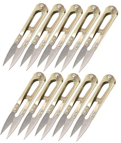STOBOK 10St Schere Stickgarnschneider Scharfschützen nähen Fadenschneider zum Nähen Nähschneider U-förmiger Fadenschneider Rutenbaugeräte Möbeltrimmer Fadenzange zum Nähen Eisen Golden