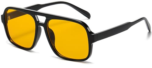 RUNHUIS Vintage 70er Sonnenbrille Damen Herren Retro Große quadratische Rahmen Rechteckige Brille