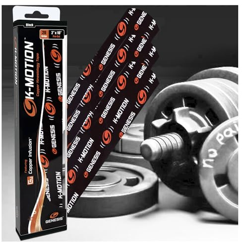 Nastri Kinisologici K-Motion, pre-tagliati con INFUZION di rame, recupero muscolare, supporto articolare, bendaggio, anti-infiammatori, microbiche, Bowling (nero) - 20 und). * U-Turn Sport