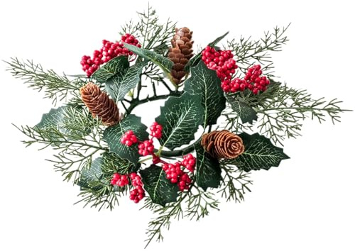 Kerzenringe Für Stabkerzen, Kerzenring Weihnachten, Weihnachtskränze Mit Kerzenringen, Künstlicher Kerzenkranz Weihnachtskerzenring, Stumpenkerzenhalter, Grüne Tannenzapfen, Weihnachtsdekoration