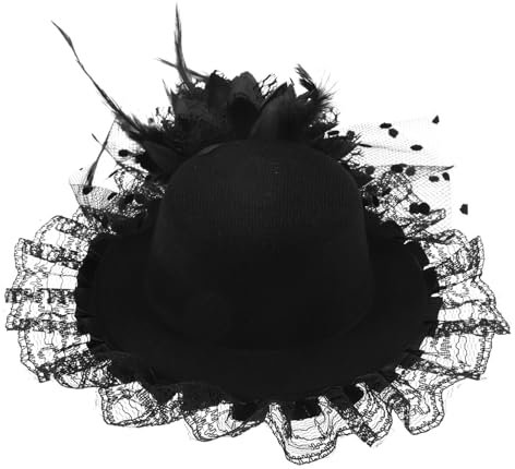 WRITWAA Fascinator Kleiner Hut Damen Teeparty Kopfschmuck Mit Federn Stoff Kleine Zylinder Haarnadel Bühnenhut Für Mädchen