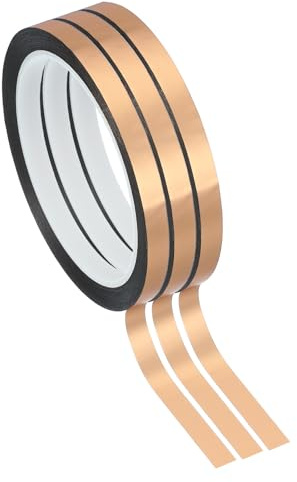 PATIKIL Cinta Película Poliéster Metalizada 8mm x 50 Metros, Paquete 3 Cinta Decorativa Metálica dorado palo Cinta Adhesiva Espejo Para Detalles Pared Acento Artes Gráficas Recorte